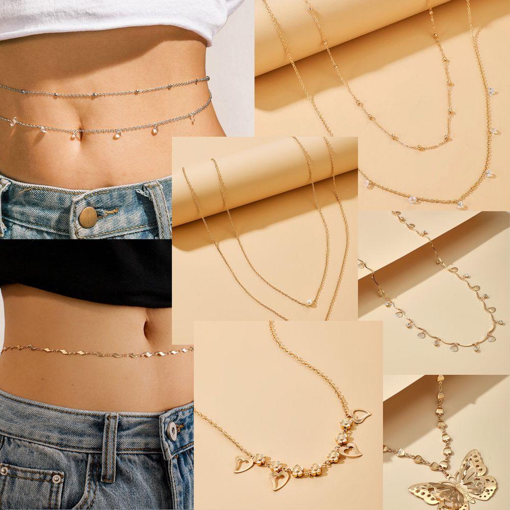 Summer Bikini Crossover Belly Waist Chain Wear Body Jewelry Bohemian Style Body Chain
