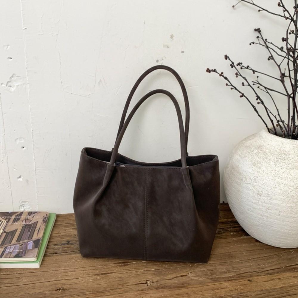 Soft Large Capacity Handbag Leather Shopper Underarm Bag Versatile Suede Shoulder Bag Casual Use