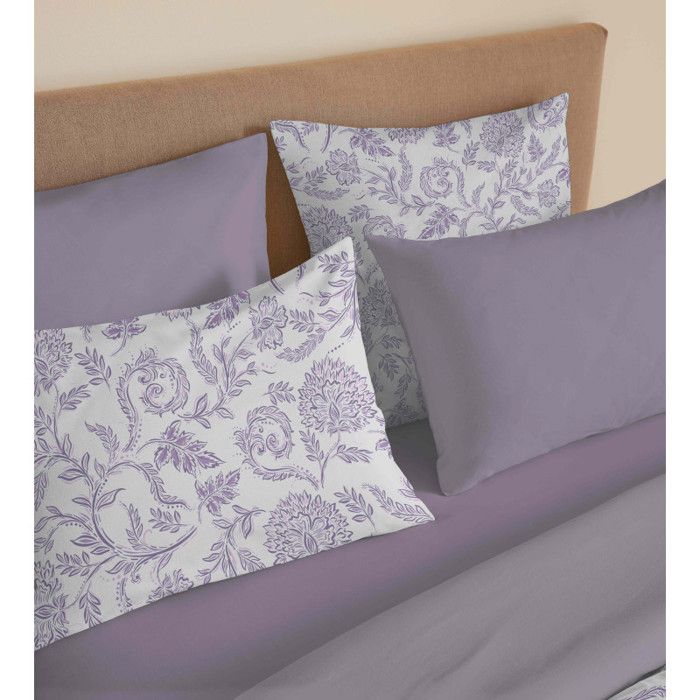 Pack complet housse de couette réversible "Vanessa" 6 pièces pour lit 180 x 200 "King Size" Salma Lavande