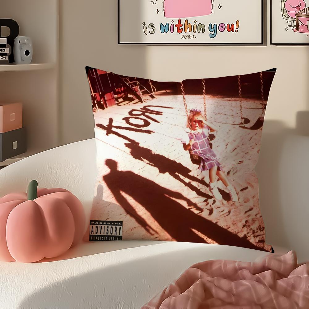 Hot Metal American Band Album Kkorn Cushion Cover Pillowcase Short Plush Invisible zipper Room Sofa Cushion Cover