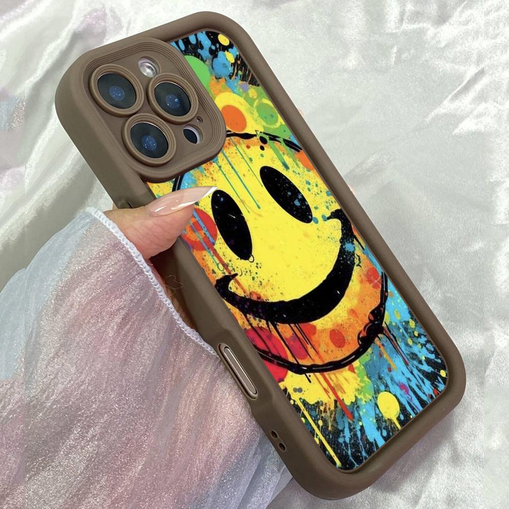 Мягкий чехол JT267 Graffiti Big Smiley Face для iPhone 17 16 15 14 13 Pro Max Samsung S26 S25 Ultra A17 A16 A07 A56 A36 A06 Xiaomi 15T Redmi 15c Note 14