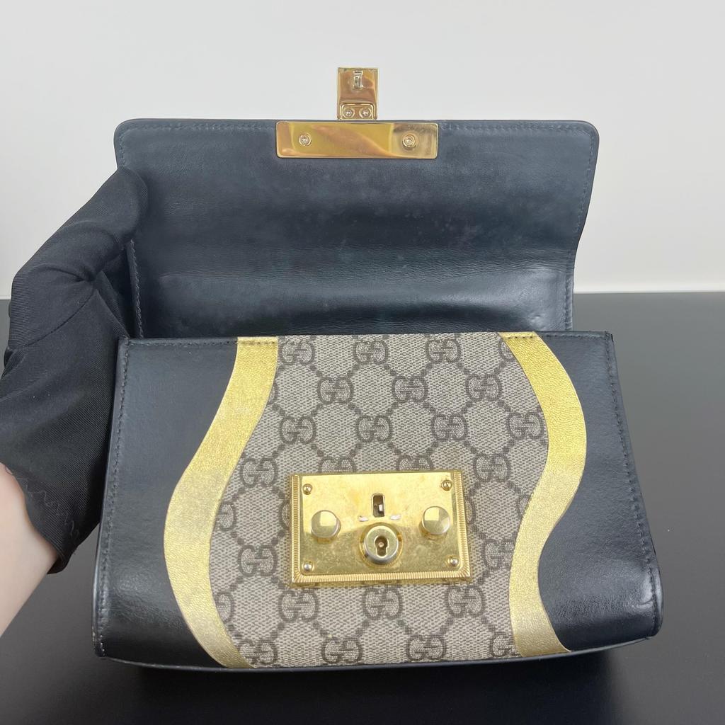 [Pre-Owned] Padlock Small Beige Coated Canvas Monogram Print Crossbody Bag - Very Good #TR8NK8