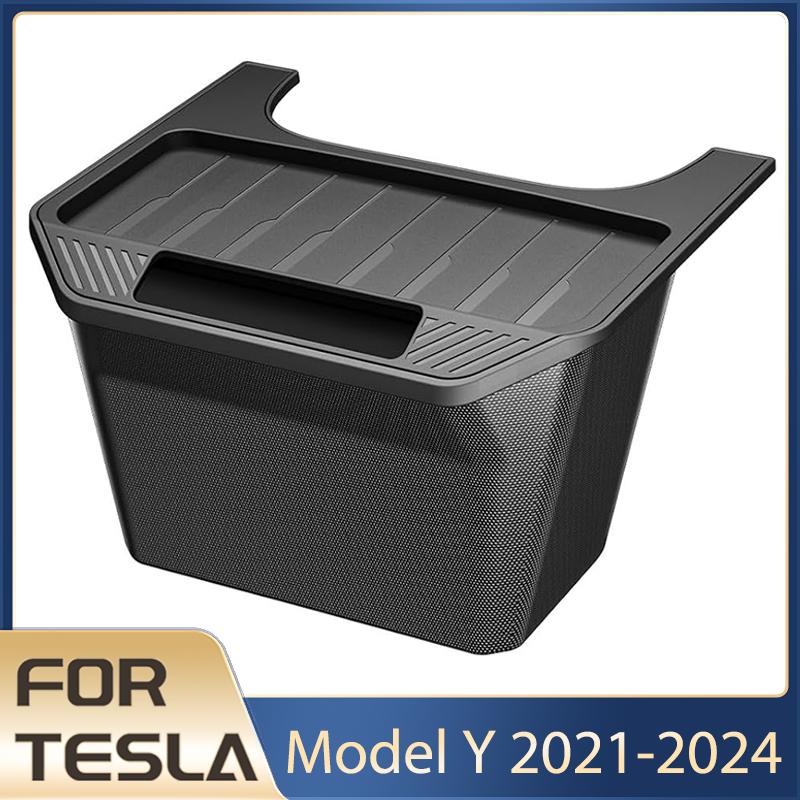 Rear Seat Storage Box for Tesla Model Y 2021-2024 Accessories TPE Backseat Storage Box Bins Trash Can for Tesla Model Y 2024