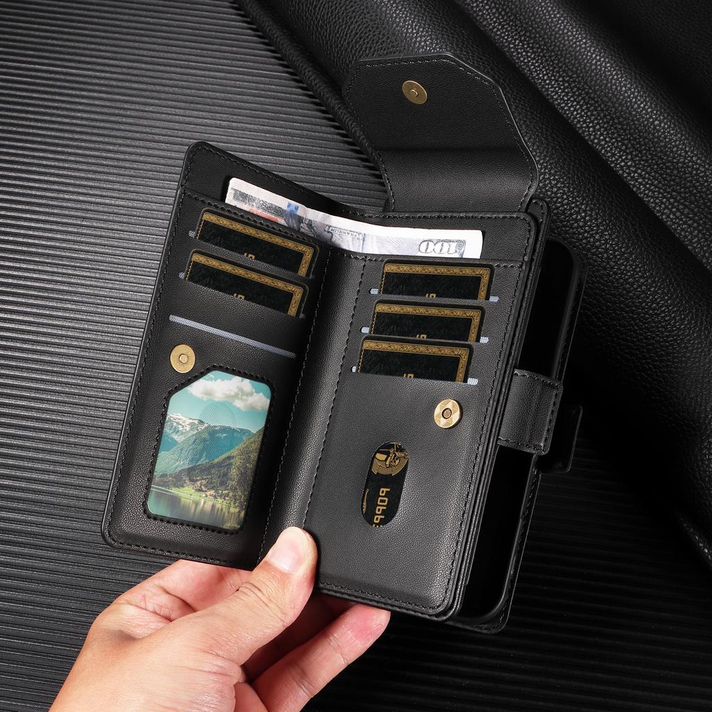 Для Samsung Galaxy S25 Edge Чехол с держателем для нескольких карт и ремешком PU кожаный чехол для телефона подставка