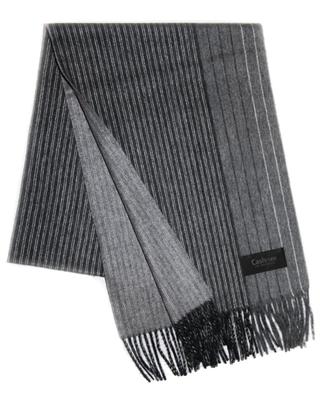 Шарф Cashmee Cashmere в полоску, однослойный, двусторонний, Becrux, 100% кашемир, двухсторонний / 3-цветный (черный (ST03))