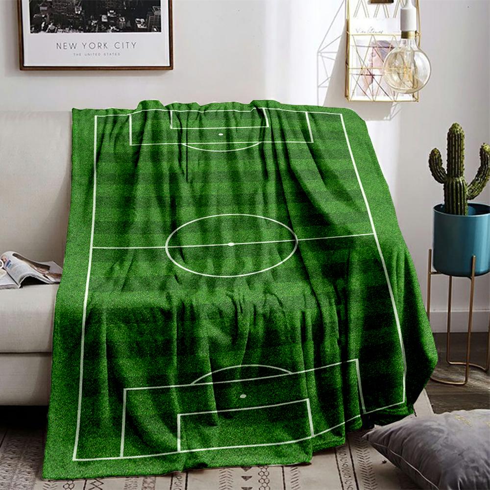 Soccer Field Pattern Green blanket for Bedroom or Playroom Decor blanket, suitable for use in the bedroom, living room, on the sofa