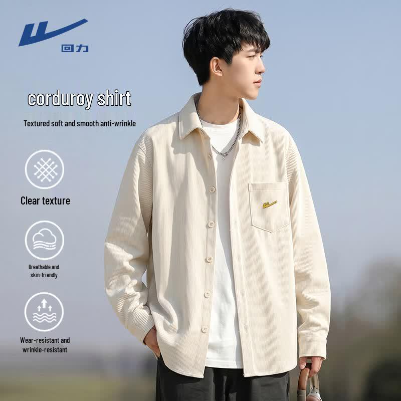 Warrior Men's Breathable Corduroy Long-Sleeve Casual Shirt