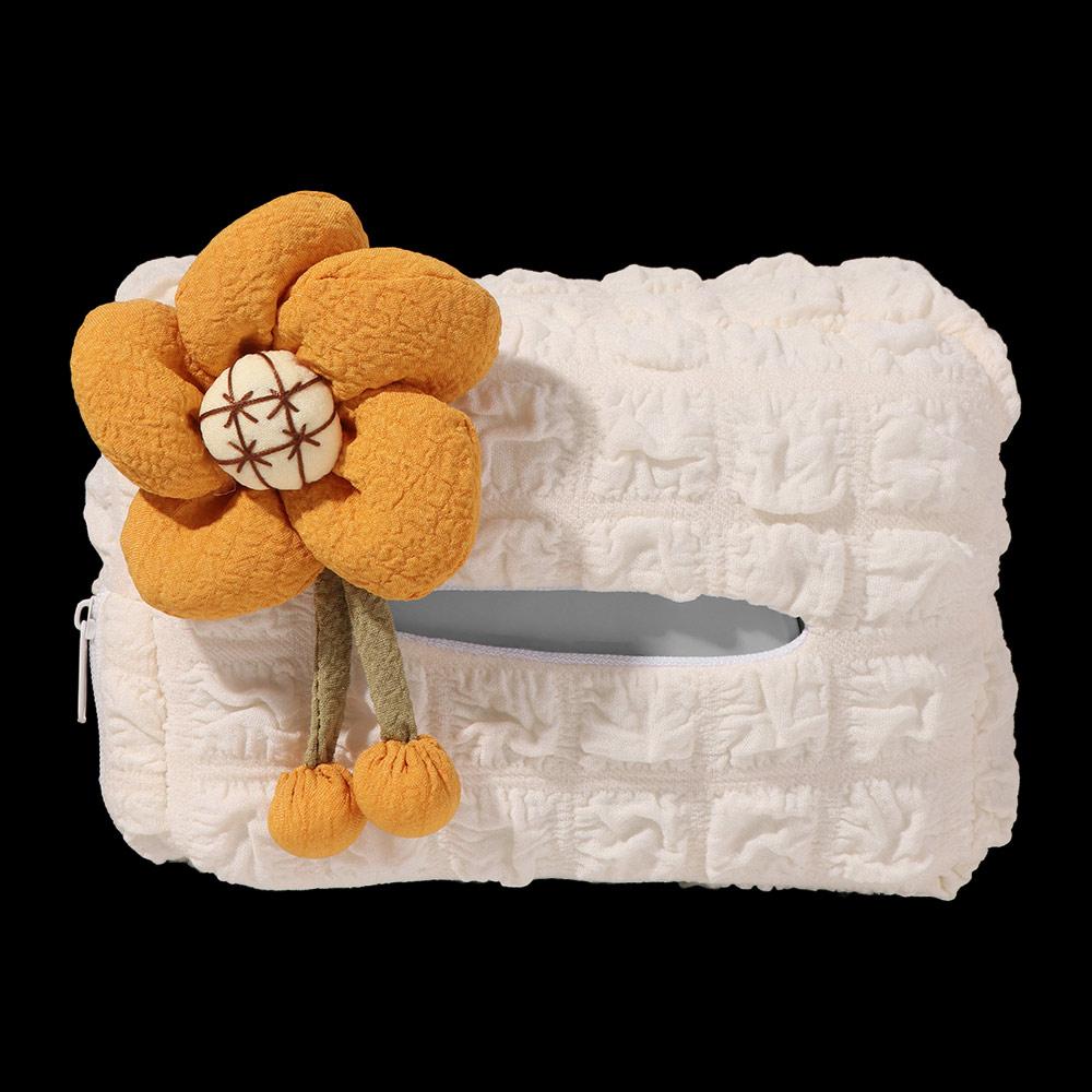 Bow Flower Car Tissue Box Hanging Type Paper Organizer Storage Bag for Car Back Seat