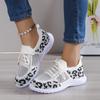 Fashion Women Leopard Print Breathable Mesh Sneakers Summer Lightweight Non Slip Knitted Flats Woman Walking Shoes Jogging Trainers