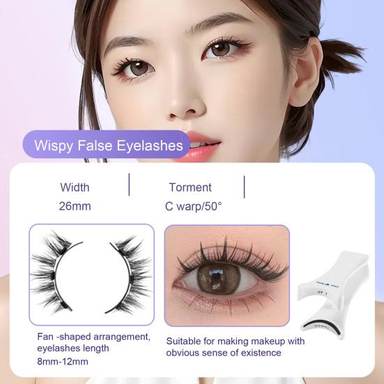 1 набор магнитных НАКЛАДНЫХ ресниц с зажимом-аппликатором для ресниц, многоразовые, натуральные, тонкие