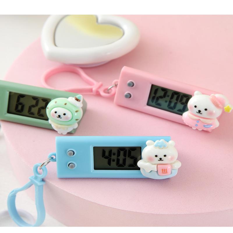 Портативный электронный брелок-часы Мини карманные электронные овальные подвесные часы Цифровые настольные часы с отображением времени и даты для студента