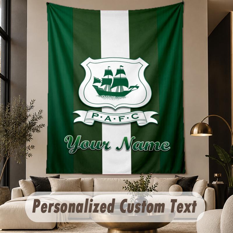 Custom Text Tapestry Plymouth Argyle FC Print Wall Tapestry Indoor Living Room Wall Decor
