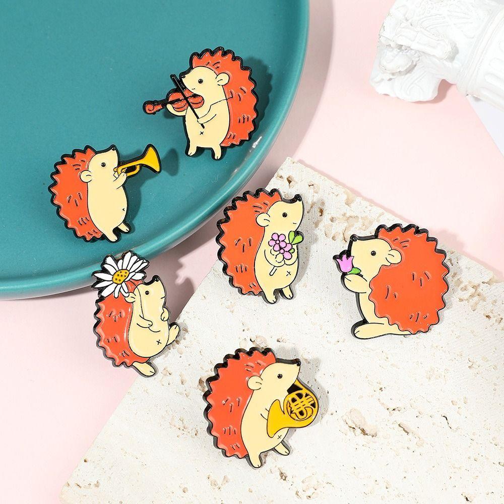 Эмалевые значки в виде ёжика-музыканта для зрителей, фирменная музыкальная брошь, сумка-значок с изображением мультяшного животного, ювелирные изделия в подарок детям и друзьям