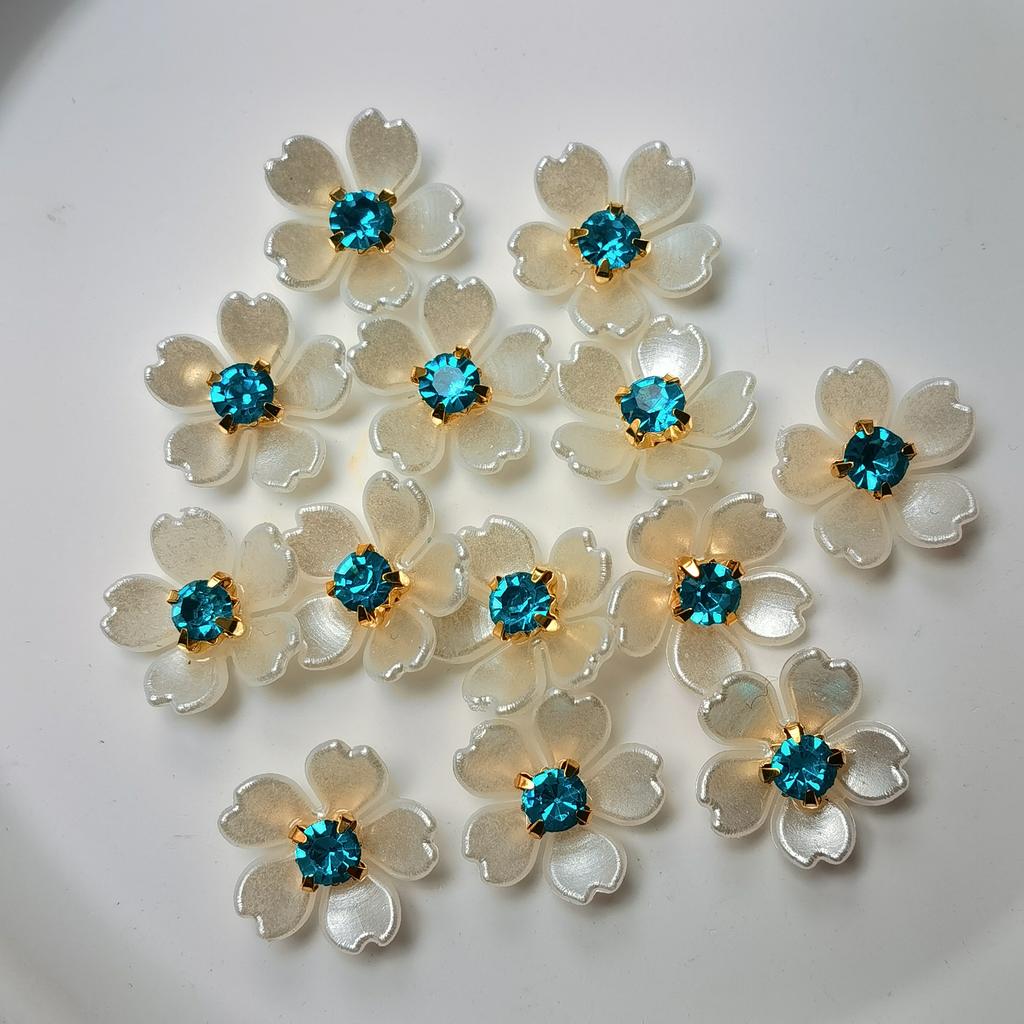 Plastic Rhinestone Flower-Shaped Decorations DIY Hair Accessories Clothing Ornament Handmade Bouquet Flower Heads Material