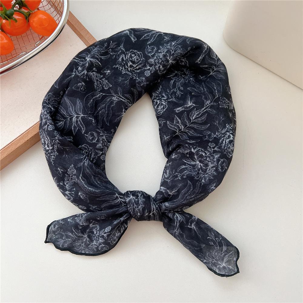 60cm Flower Print Cotton Bandanas Square Scarf Women Girls Headband Accessories Hairscarf Hairscarf