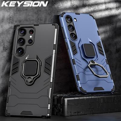 KEYSION Противоударный бронированный чехол для Samsung S23 Ultra 5G S23 + S21 Plus, задняя крышка для телефона с подставкой и кольцом для Galaxy S22 Ultra S21 S20 FE