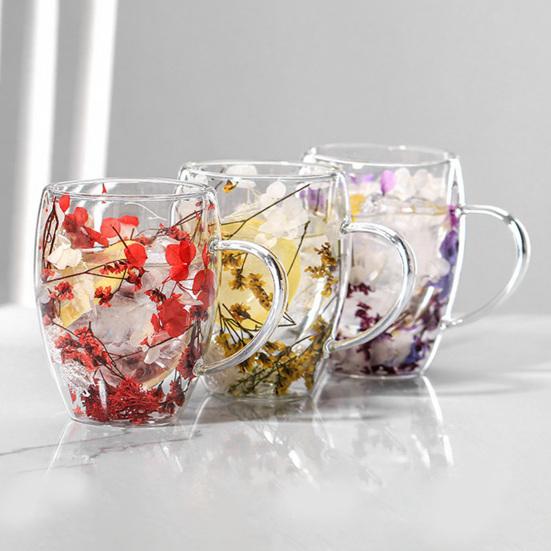 350 мл Кружка для кофе из стекла с двойными стенками, Изолированная стеклянная чашка с ручкой, Прозрачная, для эспрессо, латте, капучино, молока, сока, чая, воды