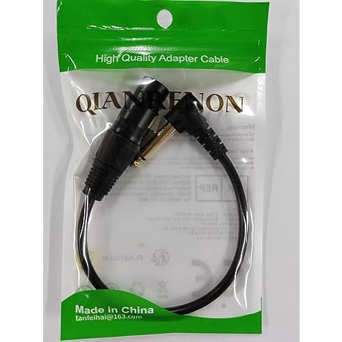 QIANRENON 90 Angle TS 6.35mm To XLR Unbalanced Microphone Cable, XLR Female To 1/4" 6.35mm TS Right Angle Mono Audio Extension Cable for Mixer Amplif
