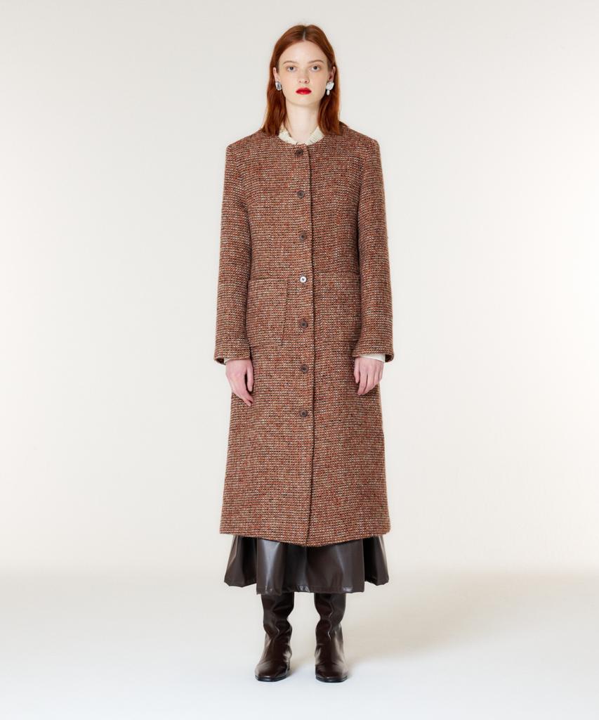 The Studio K Wool Tweed Coat Dress (Beige Brown)