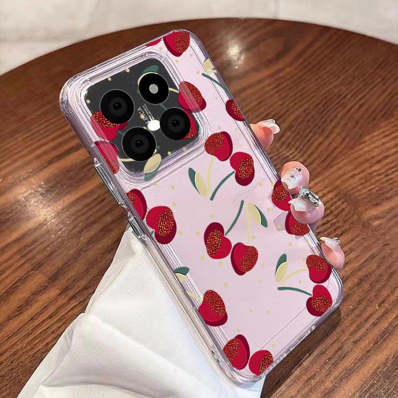 Чехол с рисунком красной вишни для Xiaomi Redmi Note 15 Pro 4G Funda Redmi Note 14 13 Pro 5G Прозрачный силиконовый мягкий чехол
