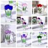 Handmade Crystal Tulip Sculpture Colorful Tulip Bouquet Statue  Home Table Decor