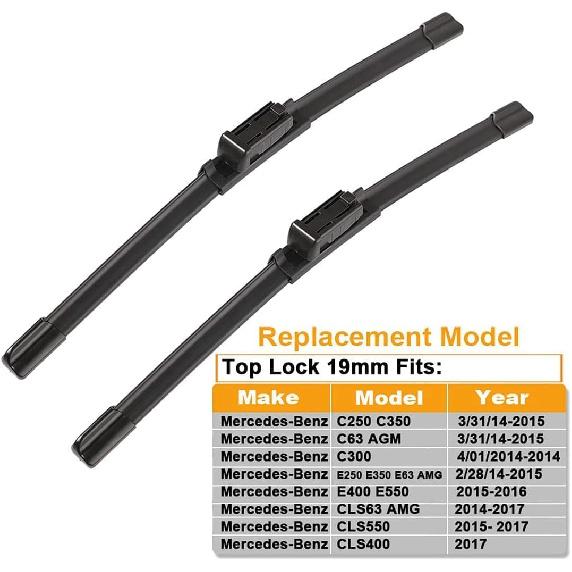 2 Wipers Replacement For Benz 2008-2014 W207 W212 W218 W204 Class C250 C300 C350 C63 AMG W218 C218 CLS550 CLS63 AMG Replacement Windshield Wiper