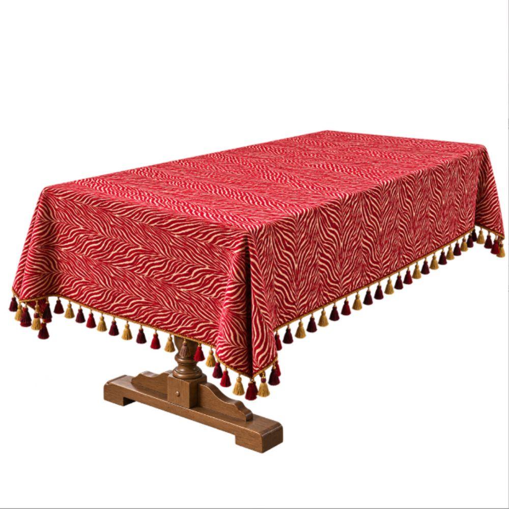 Golden Jacquard Christmas Tablecloth Woven Reversible Table Cover Dining Table Cloth Christmas