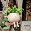 Resin Cartoon Cute Flowerpot Swing Flower Container Creative Wall Hanging Head Planter Home Garden Patio Accessories