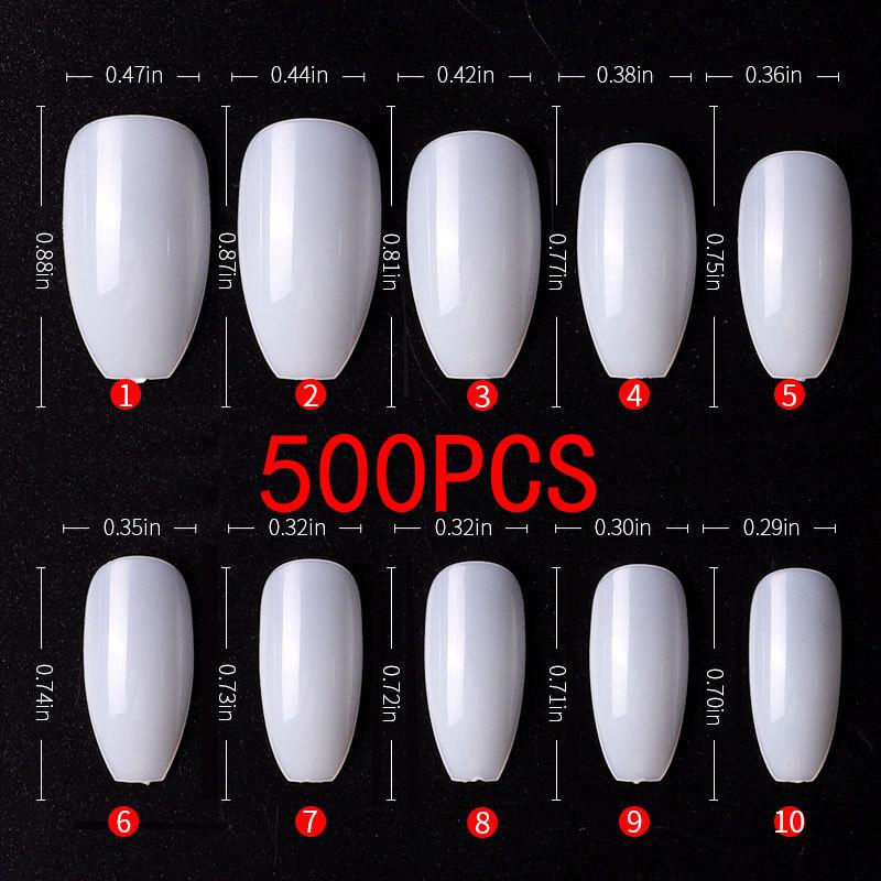 500pcs Gelly Tips Soft Gel Nail Extension System Full Cover Pre-shaped Sculpted Long Coffin Stiletto False Tip Bag