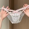 Patchwork Bow Lace Flower Panties Transparent Seamless Lace Mesh Briefs Hollow Mid Waist Women Underwear Gifts