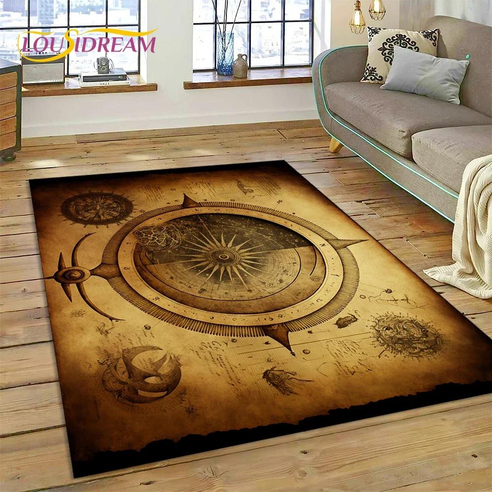 3D Древняя морская карта мира, компас, ковер, коврик для спальни, гостиной, дивана, украшение, детский игровой большой декоративный напольный коврик
