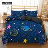 Комплект постельного белья Star Single Double Twin Queen из 2/3 предметов Night Sky из полиэстера, детский пододеяльник, комплект постельного белья Dark Blue Galaxy