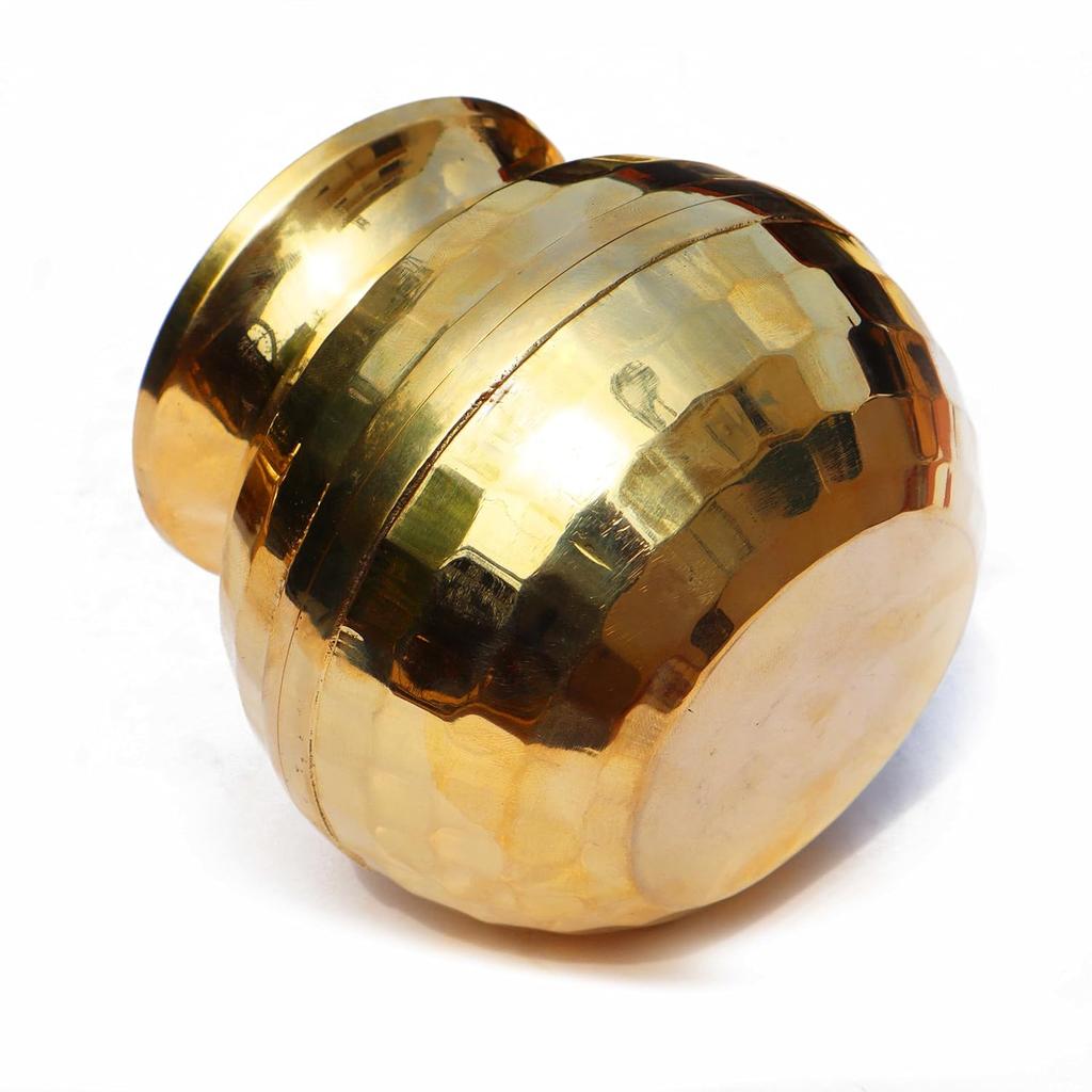 Diamond Cut Brass Lota for Puja | Brass Kalash, 1000ml, 1 Piece 13.97CM