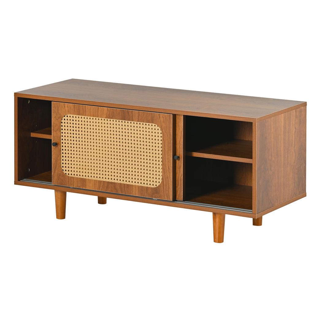 Шкаф для обуви 2 двери, регулируемая полка, полка для обуви, прихожая, коридор, гостиная, спальня, деревянная мебель, стиль кантри, 104 x 40 x 48 см, орех