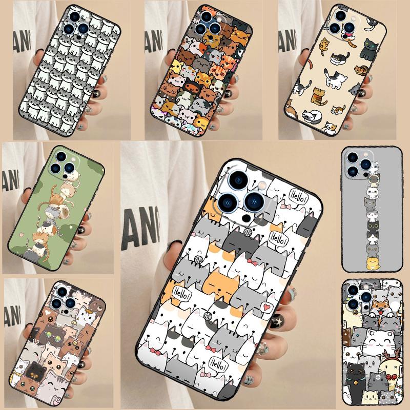 Забавные милые кошки Чехол для телефона Для iPhone 17 Air 16 15 14 13 11 12 Pro Max 13 12 mini 15 16 Plus 16e Чехол Funda