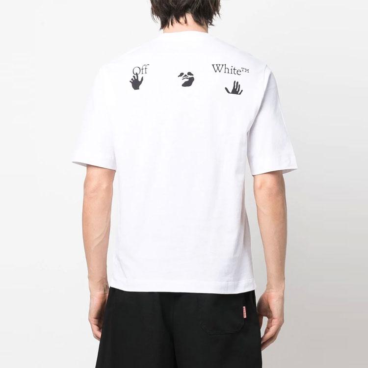 Off-White Футболка для скейтбординга из Италии, белые/черные мужские топы OMAA119S22JER0020110