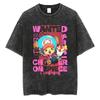 One Piece Винсмоук Санджи Разыскивается Винтажный Стиранный Аниме Принт Свободная Футболка | Унисекс Уличная Одежда Топ