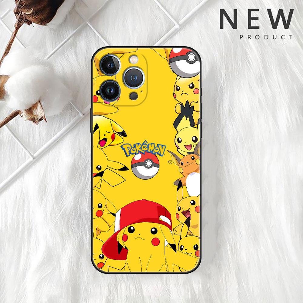 Чехол для Apple iPhone 11 13 14 12 Pro 7 Plus XR X XS Max 6 6S 13Pro Max черный силиконовый чехол для телефона Pika Pokemoon Cute