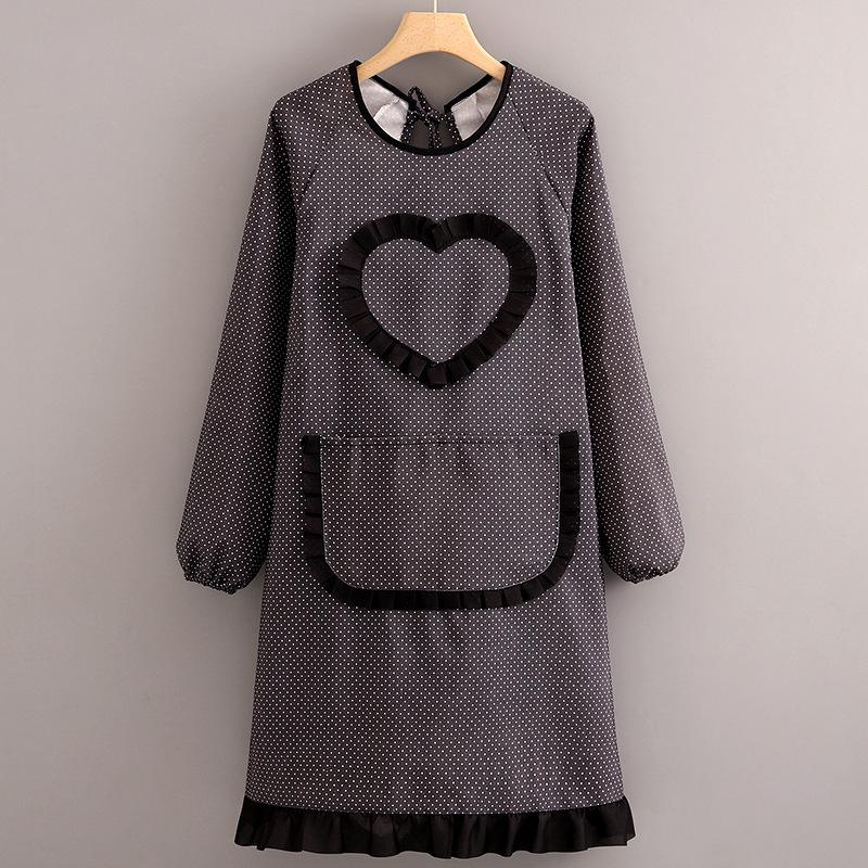 Women's Stylish Long-Sleeved Canvas Apron: Anti-Stain, Dirt-Resistant Kitchen Smock for Cooking.