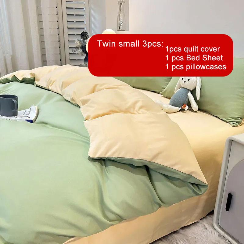 3/4pcs/set Double Solid Color Quilt Cover Four Piece Set Student Dormitory 1.2m Bedding Three Piece Set Double Bed Comfortable Sheet Home Textile