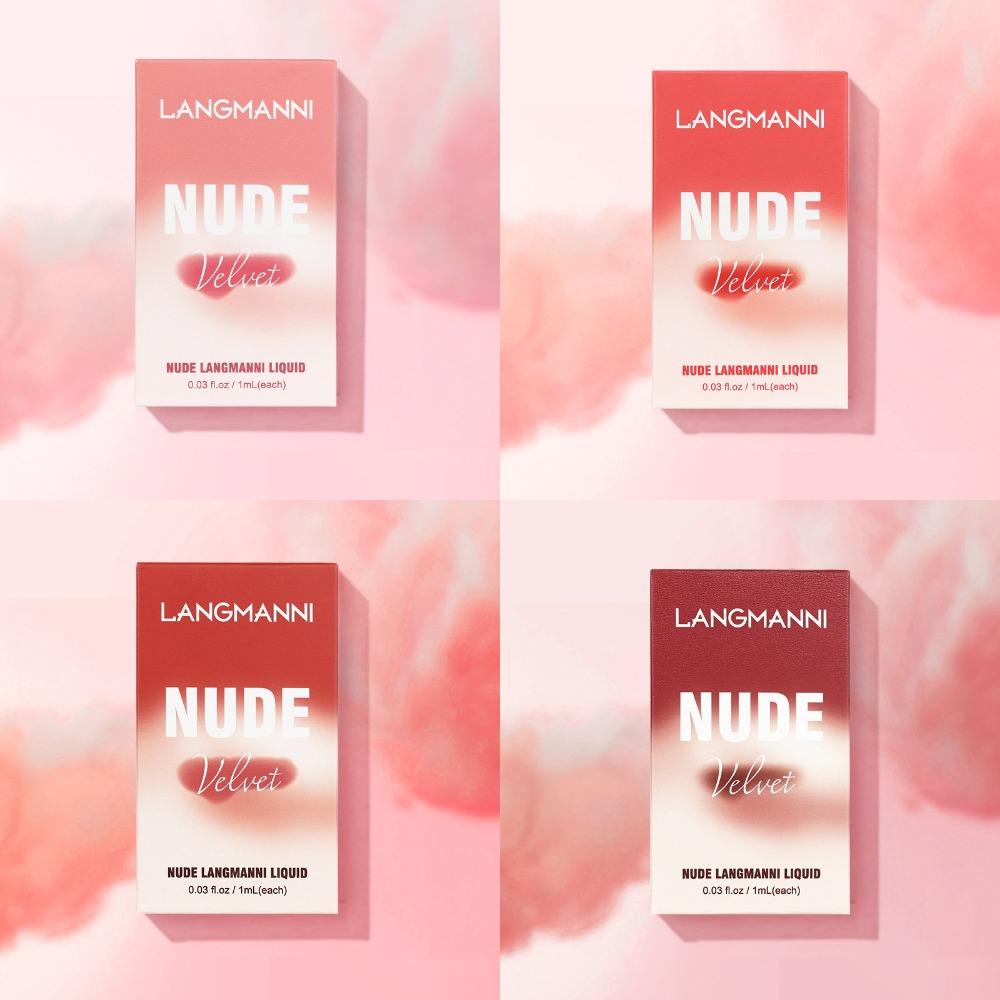 LANGMANNI Новый набор из 16 блесков для губ Matte Fog Lush, четыре коробки из четырех коробок блесков для губ