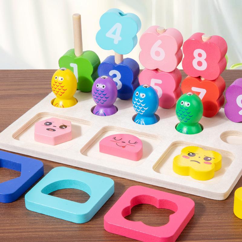 Детский деревянный магнитный рыболовный костюм три в одном цифровое просвещение сложение и вычитание головоломка раннее образование набор столбцов соответствие формы