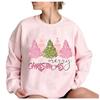 Women's Christmas Tree Printed Fashionable Round-neck Long-sleeved Sweatshirt Top