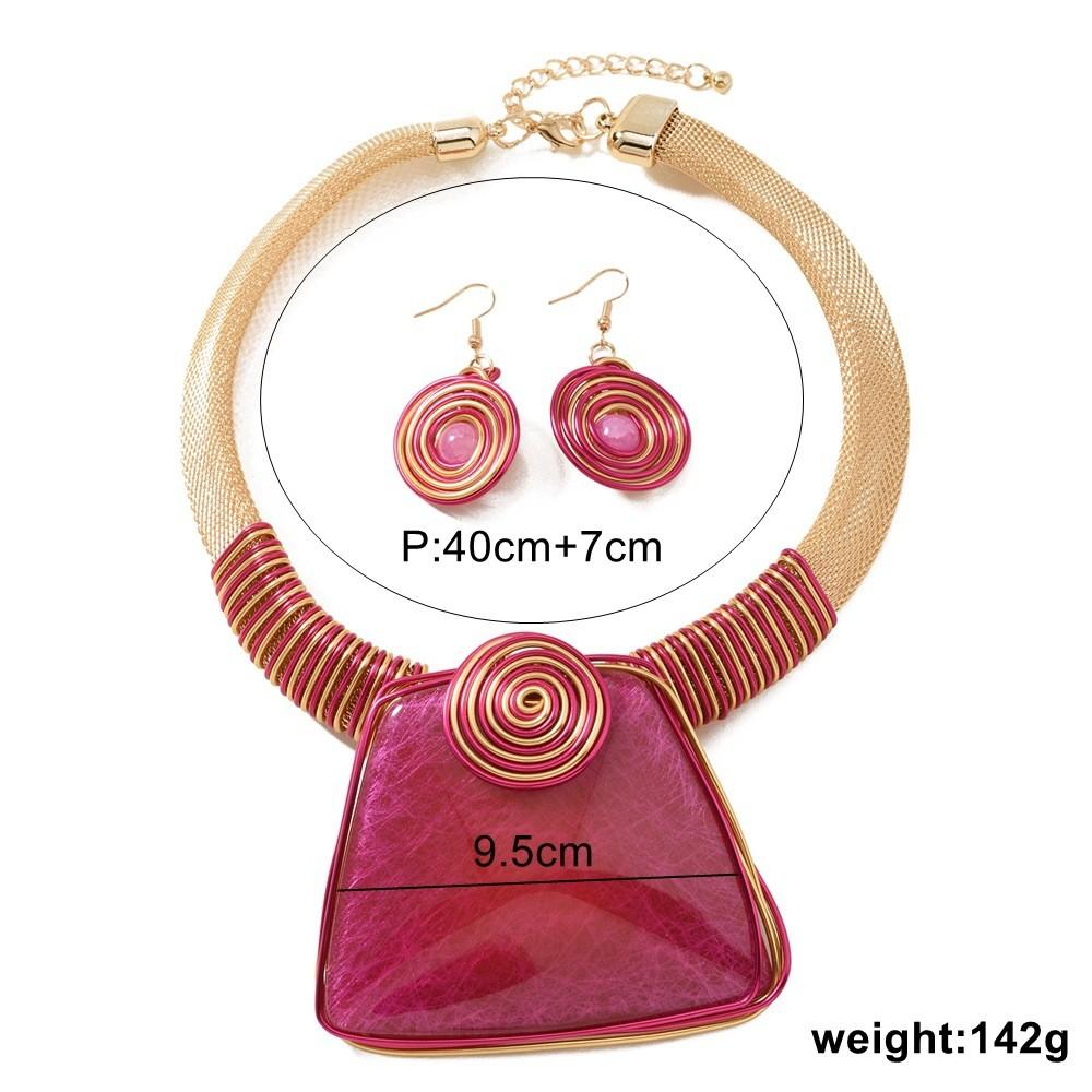 Resin Plastic And Jewelry Set With Large Gemstones And Elegant Water Chain For Fans Fashion