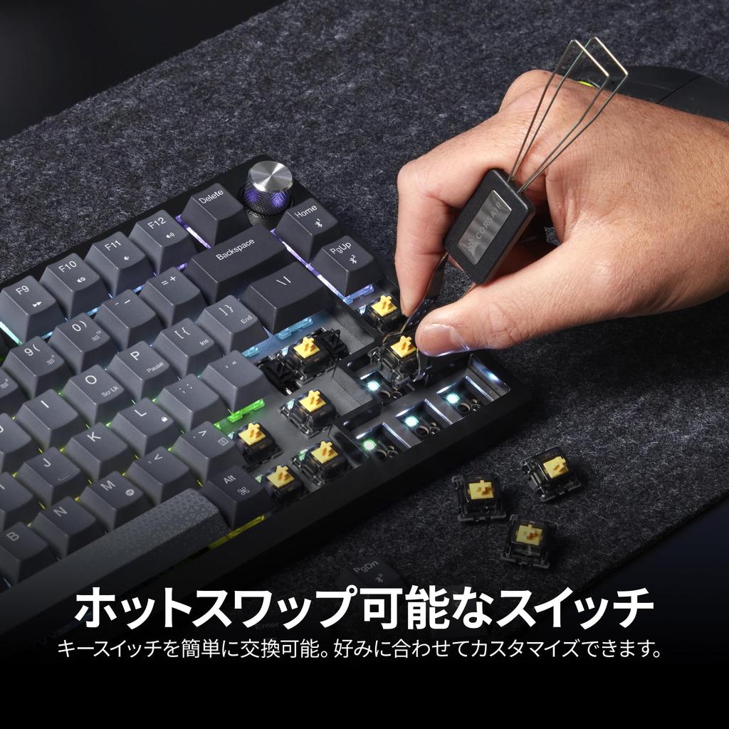 CORSAIR K65 PLUS Беспроводная Игровая 82 CORSAIR Красные Линейные Медиа Японская Клавиатура, 75% Клавиатура, Клавиши, Переключатели, Сменные, Поворотный Переключатель, Раскладка,