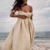 Весенне-летнее женское платье в пляжном стиле, винтажное свободное платье трапециевидной формы на бретелях, сексуальное платье на бретельках с открытой спиной для девочек, 100% хлопок, платье с v-образным вырезом