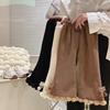 Девочки Вельветовые Брюки Корейский Стиль Бархатные Плотные Клеш Леггинсы Осень Зима Свободные Брюки Детские