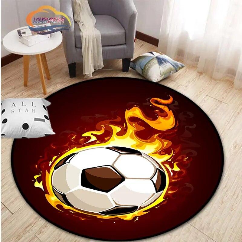 Ковер с изображением футбола, украшение для гостиной, круглая кровать, стул, коврик для дома, входная дверь, дети