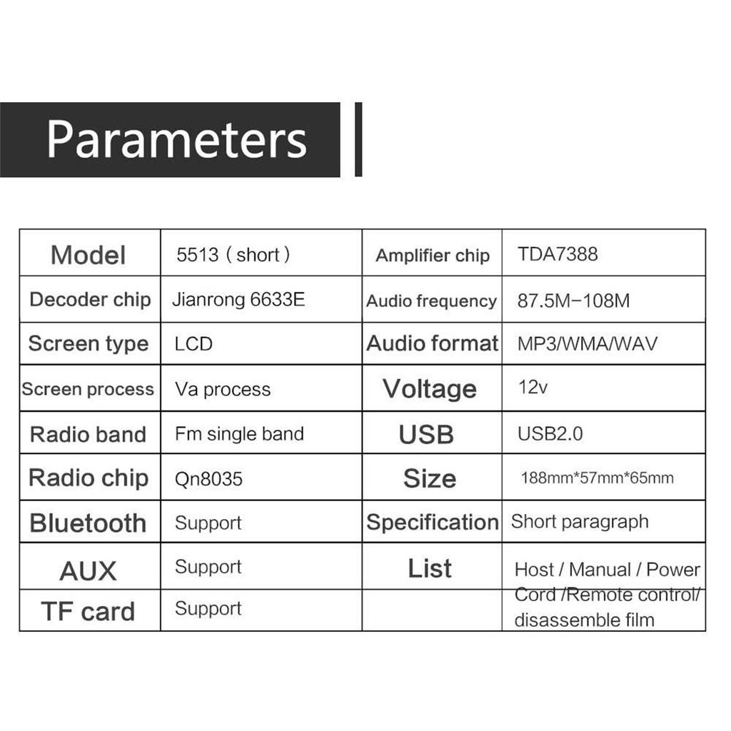 Bluetooth-совместимое радио Автомобильный AUX-IN MP3-плеер USB Авто Стерео-ЖК-дисплей Цифровой аудио FM-музыка Стереоэлектроника Сабвуфер