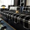 Классический Маленький Ароматный Стиль Клетчатый Шенилл Диван для Гостиной Черный Лес Подушка для Сиденья Нескользящий Универсальный Чехол-Полотенце на Четыре Сезона